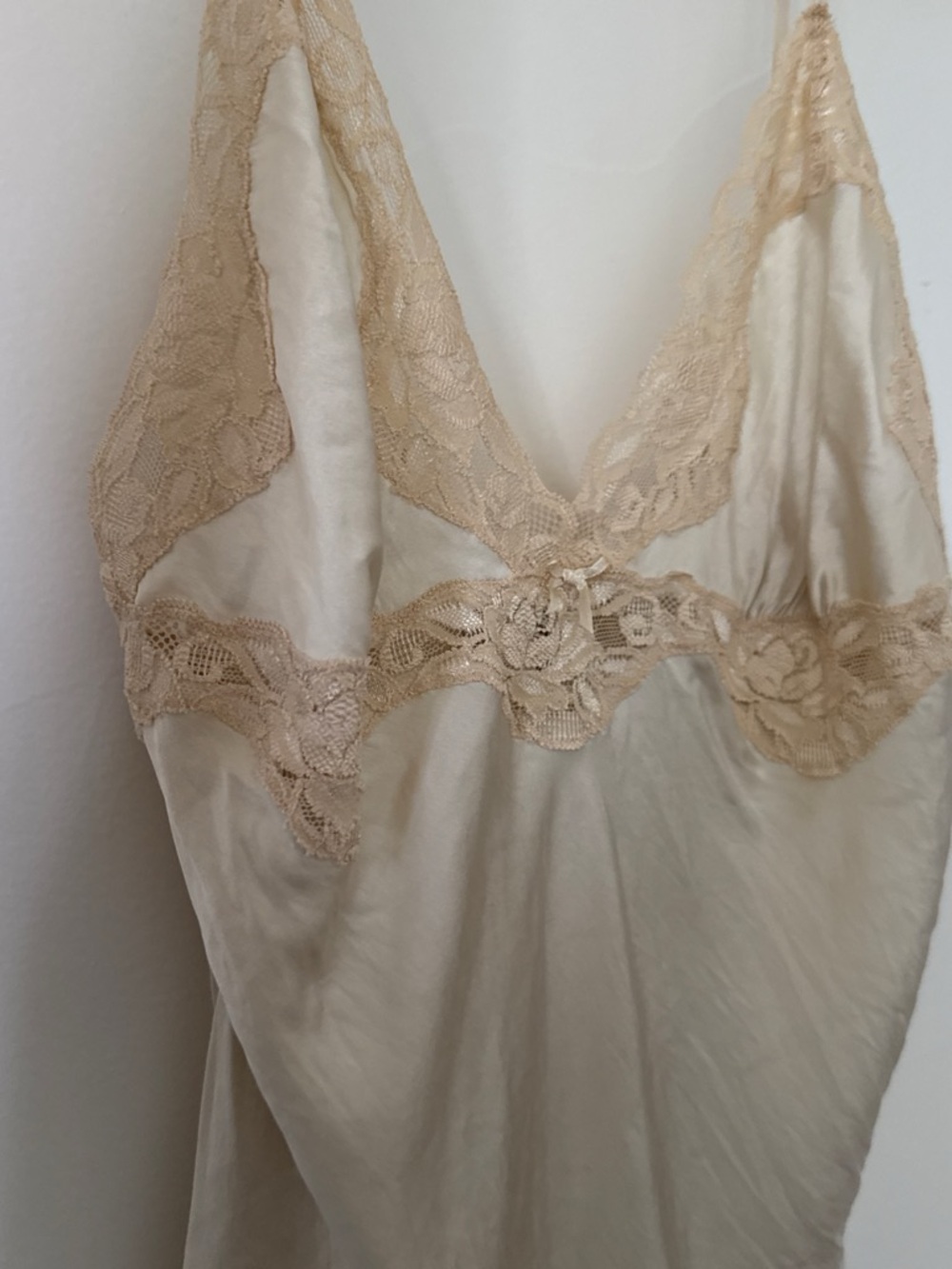 100% Silk Vintage Mary Green Lace Trim Camisole - Picture 3 of 4